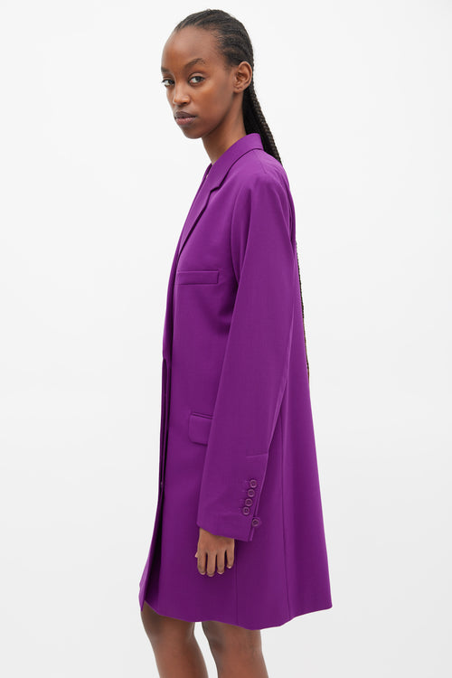 Helmut Lang Purple Wool Three Pocket Coat