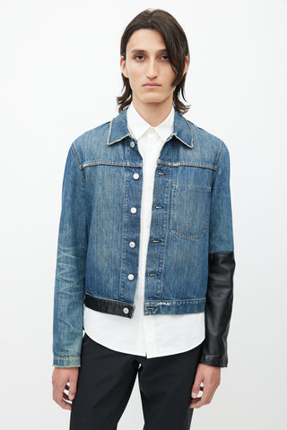 Helmut Lang Spring 2003 Blue 
Black Leather Denim Jacket