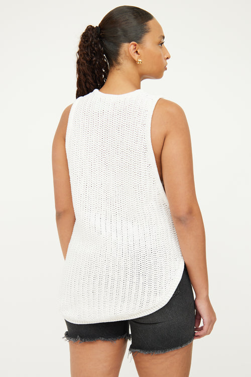 Helmut Lang White Asymmetrical Crochet Top