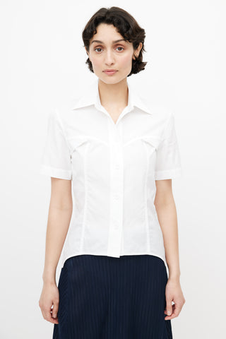 Helmut Lang White Fitted Button Up Shirt