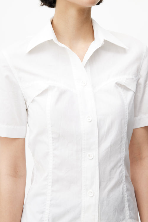 Helmut Lang White Fitted Button Up Shirt