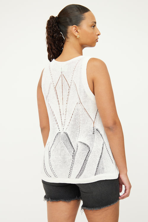 Helmut Lang White Crochet Sleeveless Top