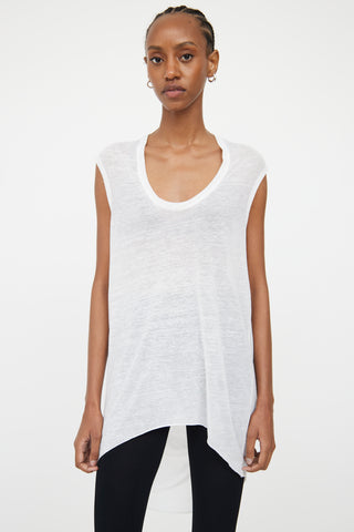 Helmut Lang White High Low Draped Top