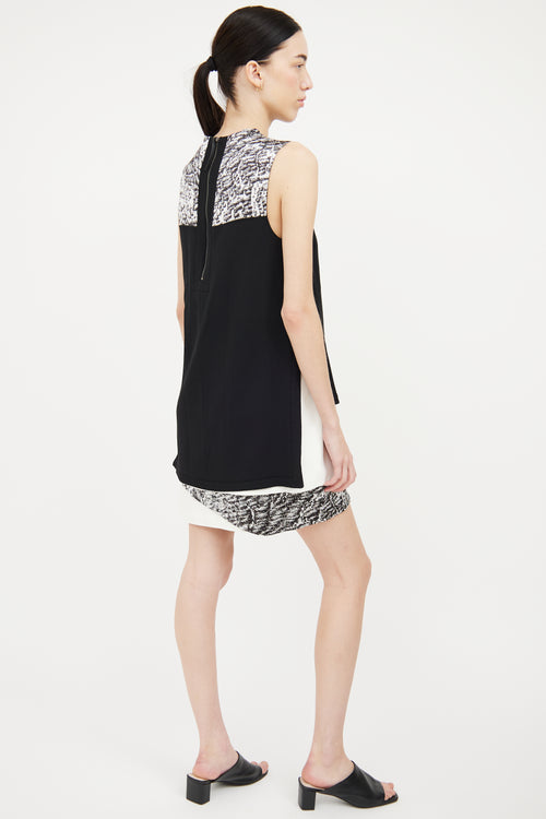 Helmut Lang Black 
White Layered Dress