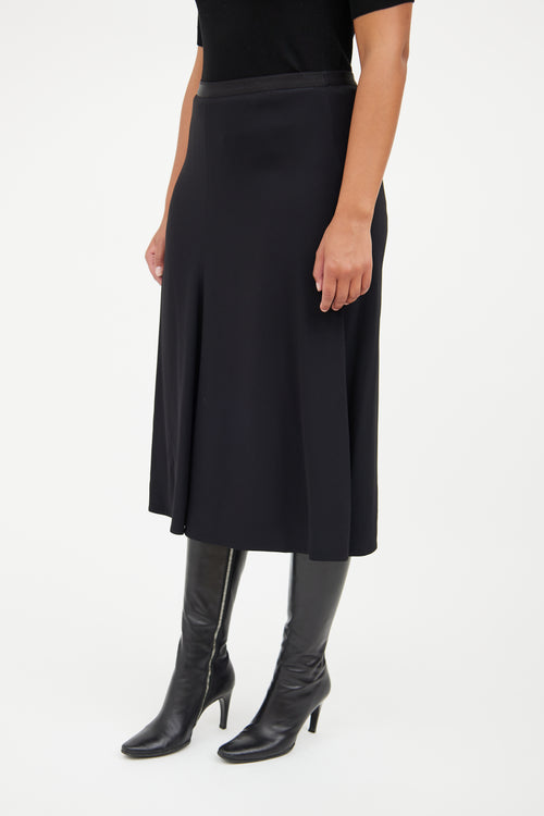 Helmut Lang Black A Line Midi Skirt