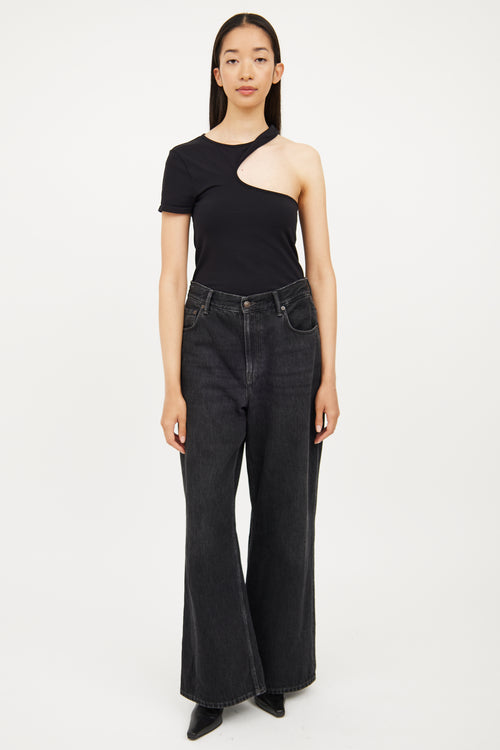 Helmut Lang Black Cutout Short Sleeve Top