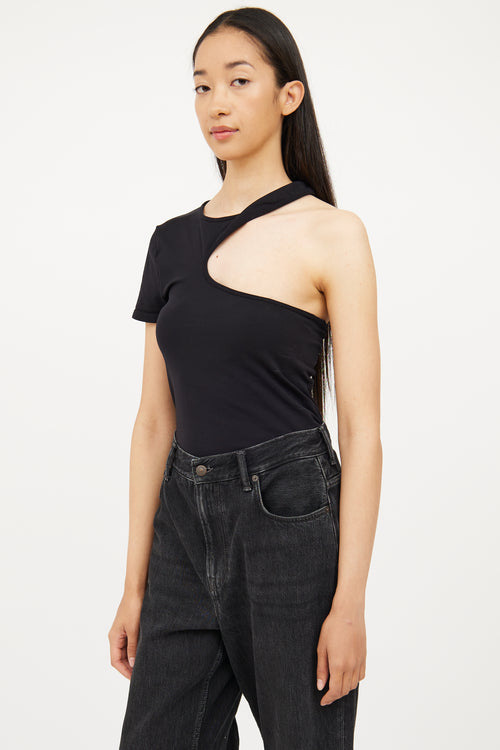 Helmut Lang Black Cutout Short Sleeve Top