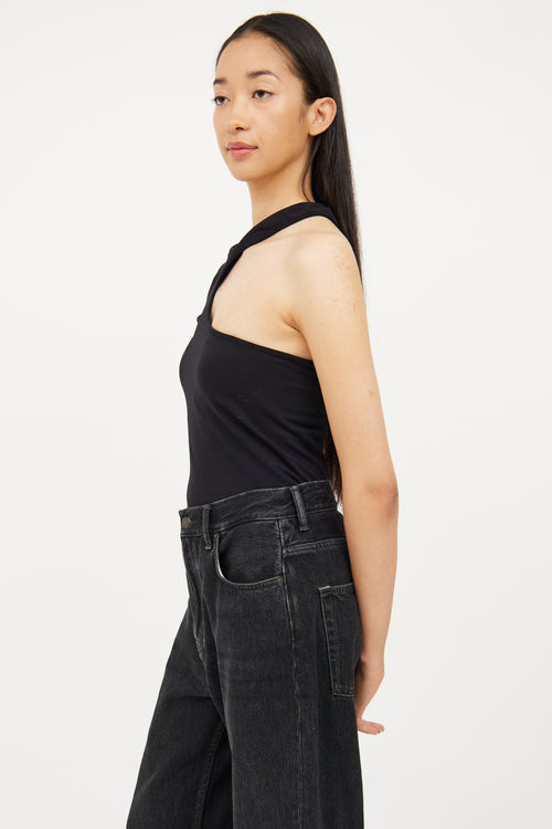 Helmut Lang Black Cutout Short Sleeve Top