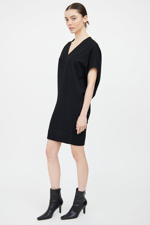 Helmut Lang Black Wool Wing Sleeveless Dress