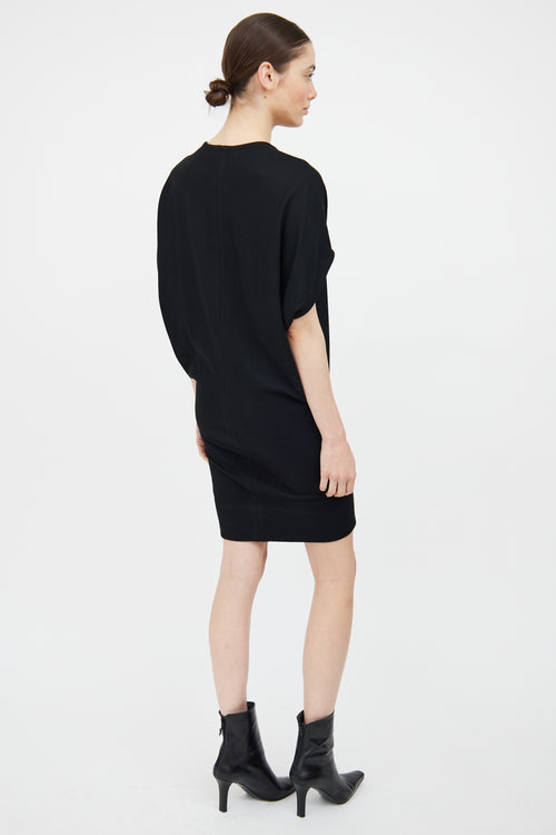 Helmut Lang Black Wool Wing Sleeveless Dress