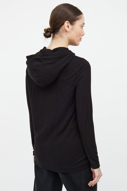 Helmut Lang Black Asymmetrical Zip Hood Top