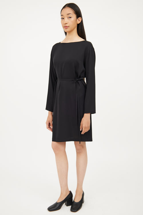 Helmut Lang Black Silk Drape Dress