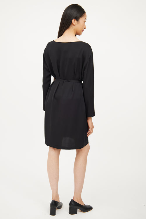 Helmut Lang Black Silk Drape Dress