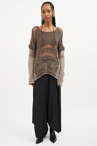 Helmut Lang Brown Silk Blend Loose Knit Top