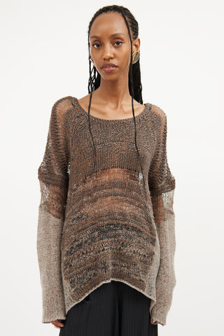 Helmut Lang Brown Silk Blend Loose Knit Top