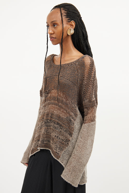 Helmut Lang Brown Silk Blend Loose Knit Top