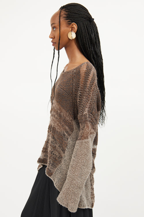 Helmut Lang Brown Silk Blend Loose Knit Top