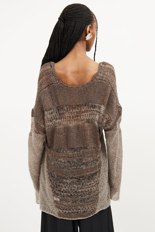 Helmut Lang Brown Silk Blend Loose Knit Top