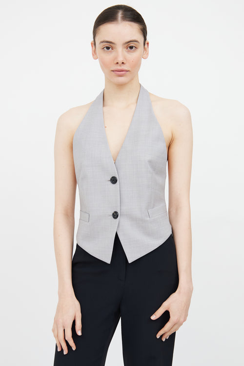 Helmut Lang Grey Backless Halter Vest