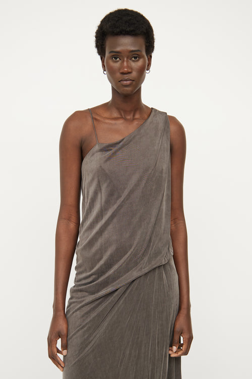 Helmut Lang Grey Draped Sleeveless Dress