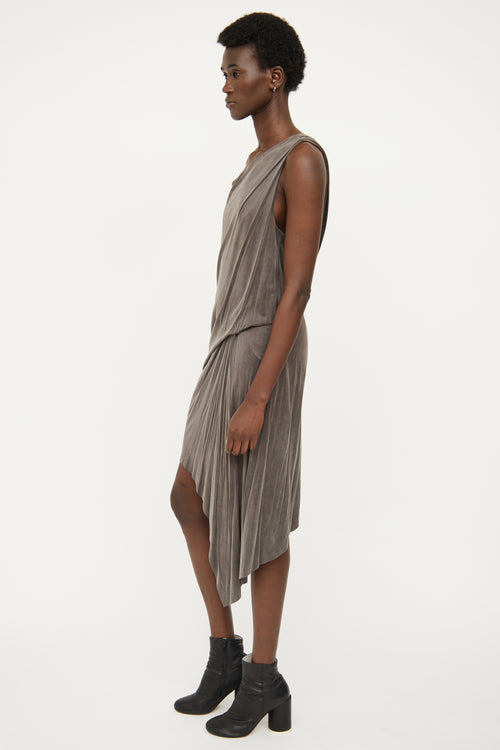 Helmut Lang Grey Draped Sleeveless Dress