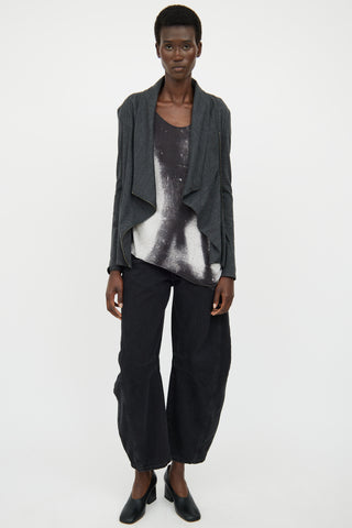 Helmut Lang Grey Wool Asymmetrical Cardigan