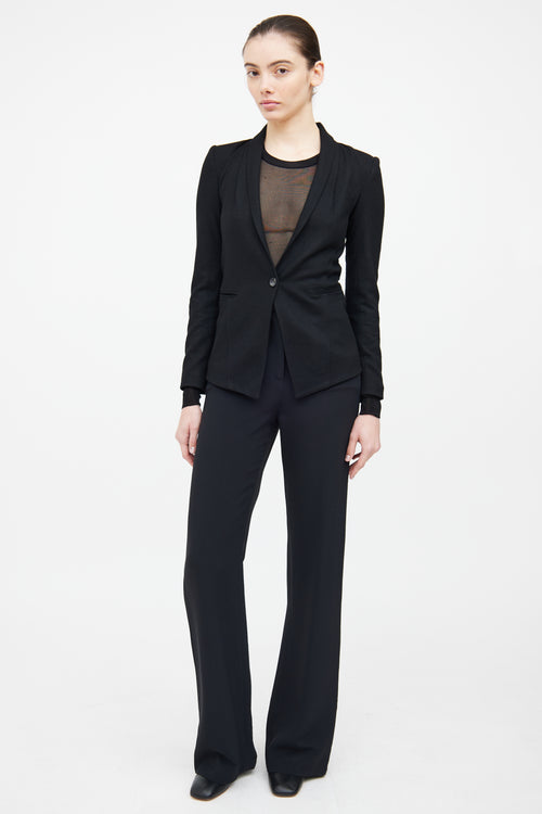 Helmut Lang Black Wool Button Blazer