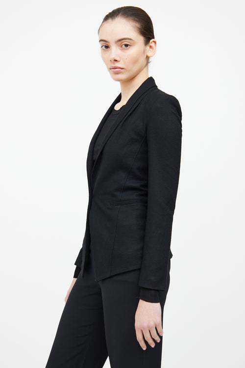 Helmut Lang Black Wool Button Blazer