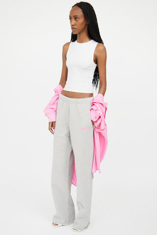 Helmut Lang Grey 
Pink Wide Leg Sweatpant