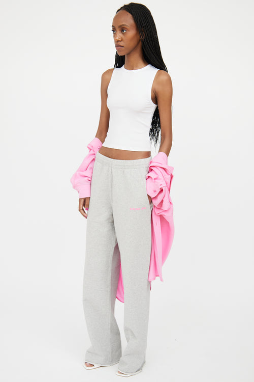 Helmut Lang Grey 
Pink Wide Leg Sweatpant