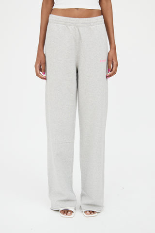 Helmut Lang Grey 
Pink Wide Leg Sweatpant