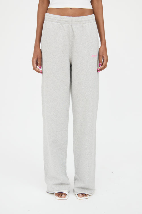 Helmut Lang Grey 
Pink Wide Leg Sweatpant