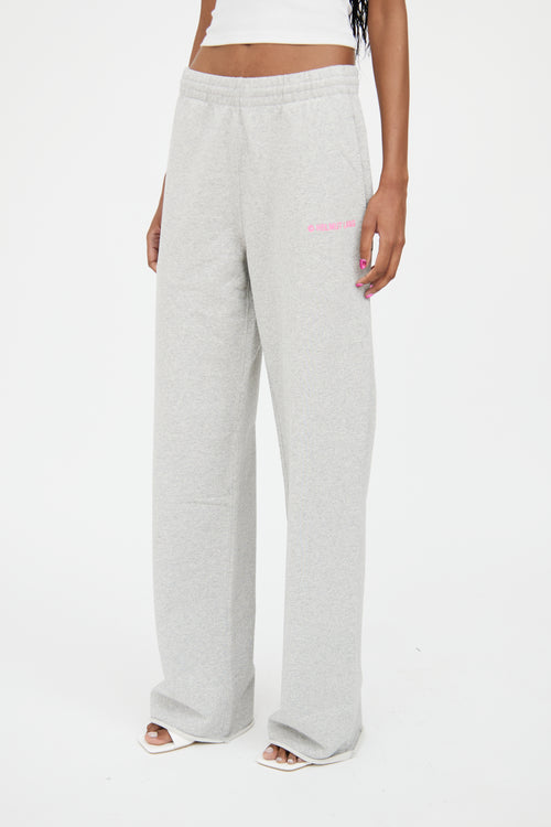 Helmut Lang Grey 
Pink Wide Leg Sweatpant