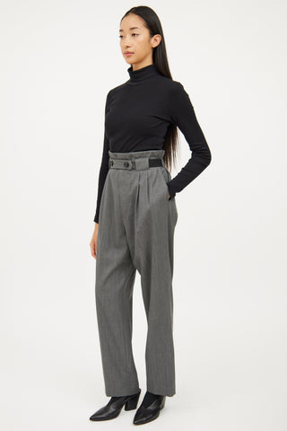 Helmut Lang Grey Paperbag Waist Pant