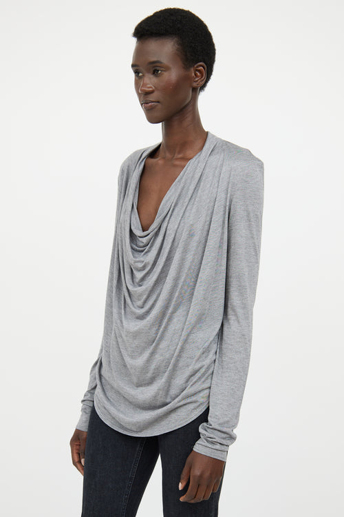 Helmut Lang Grey Cowl Neck Top