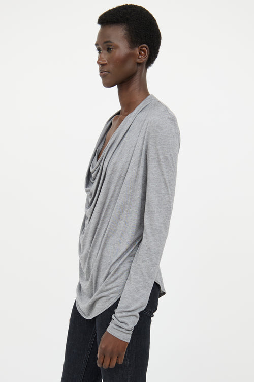 Helmut Lang Grey Cowl Neck Top