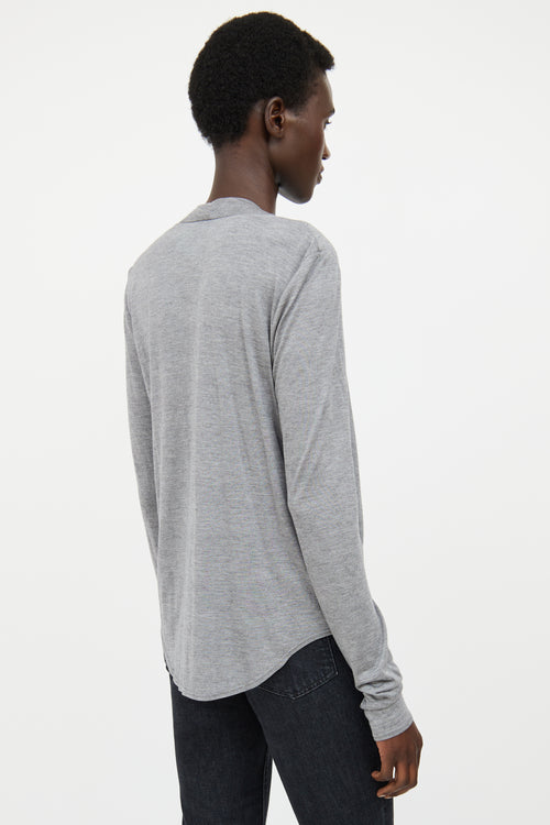 Helmut Lang Grey Cowl Neck Top