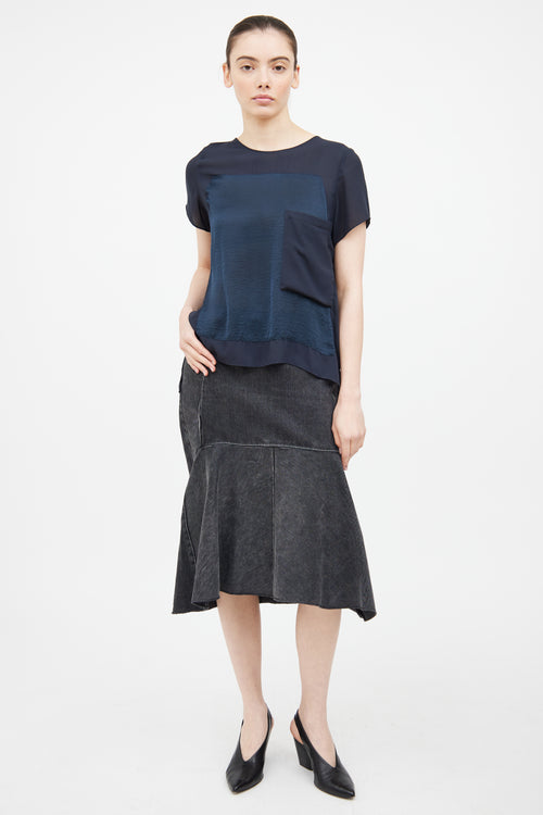 Helmut Lang Navy Sheer Top