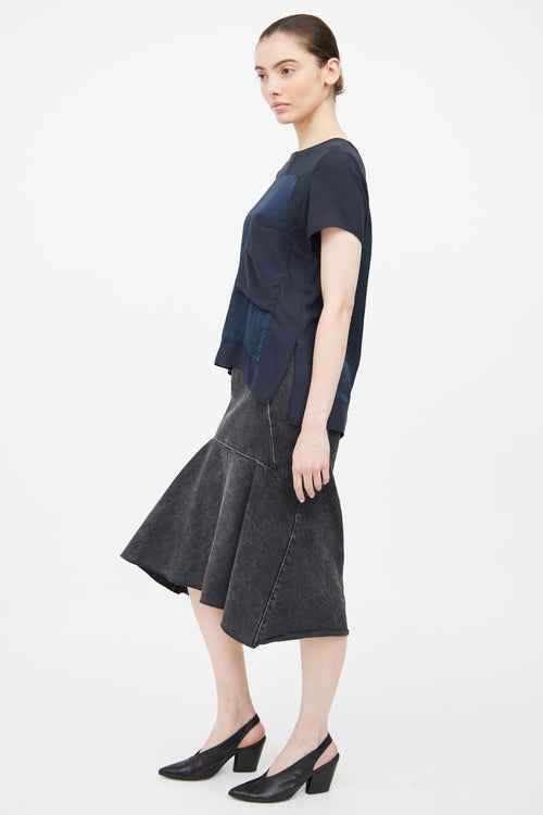 Helmut Lang Navy Sheer Top