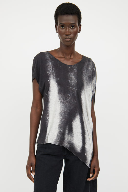 Helmut Lang Grey 
White Printed Top