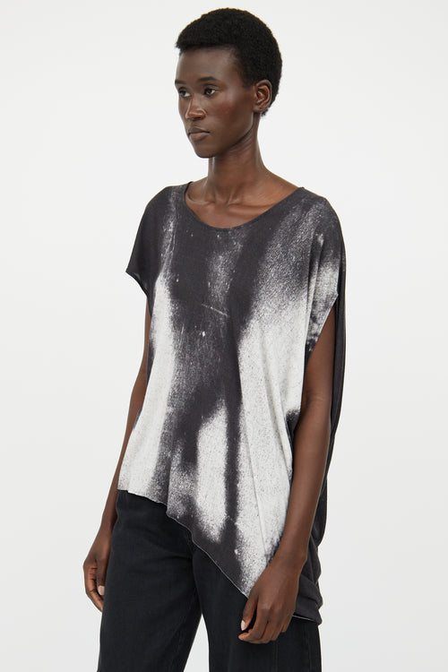 Helmut Lang Grey 
White Printed Top