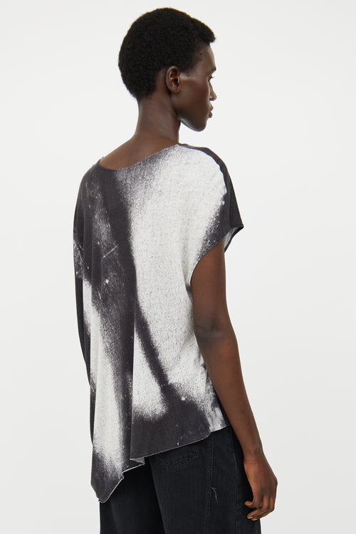 Helmut Lang Grey 
White Printed Top