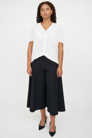 Helmut Lang White Button High Low Top