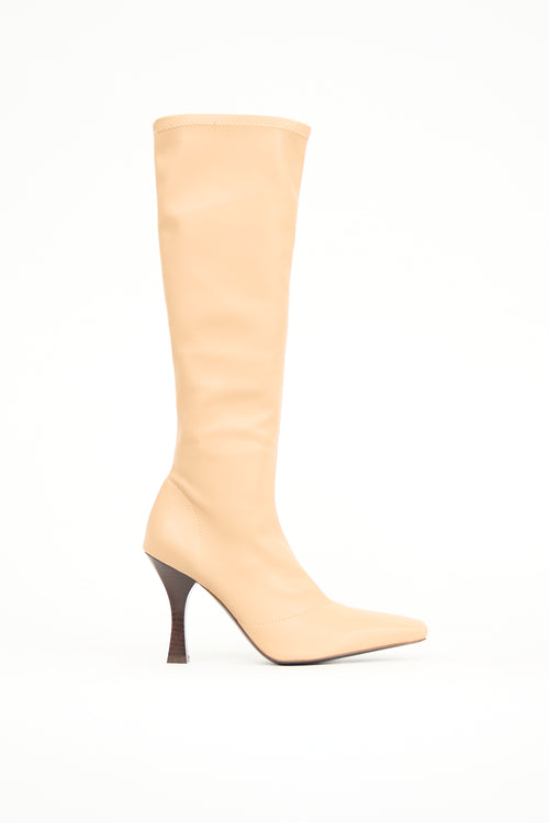 Helsa Beige Faux Leather Snipped Toe Boot