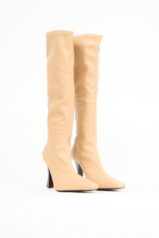 Helsa Beige Faux Leather Snipped Toe Boot