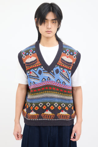 Henrik Vibskov Grey 
Multi Wool Knit Bakedown  Vest