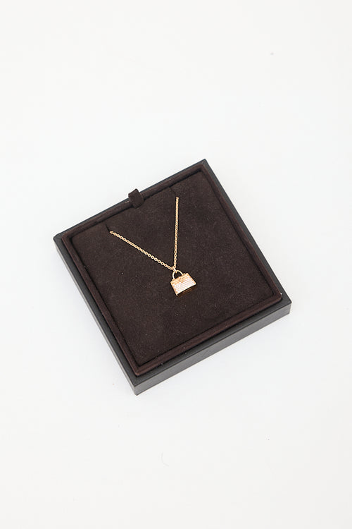 Hermès 18K Rose Gold 
White Diamond Amulettes Kelly Necklace