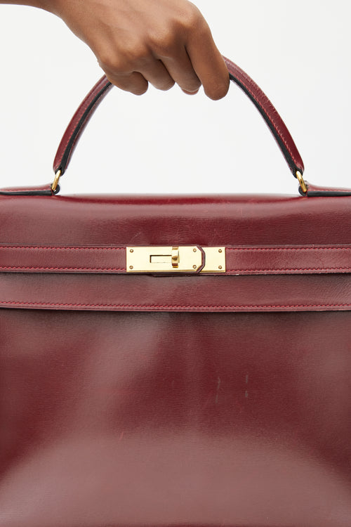 Hermès 1982 Rouge H Box Kelly Sellier 32 Shoulder Bag