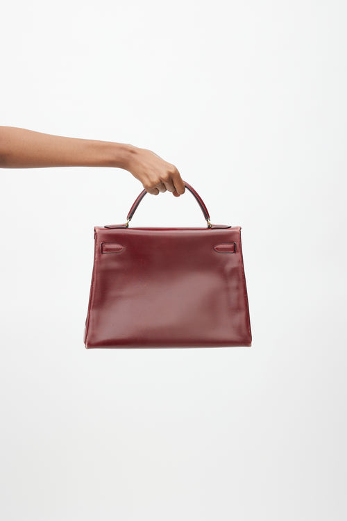 Hermès 1982 Rouge H Box Kelly Sellier 32 Shoulder Bag