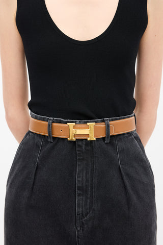 Hermès 1995 Brown Togo 
Box H Buckle Belt